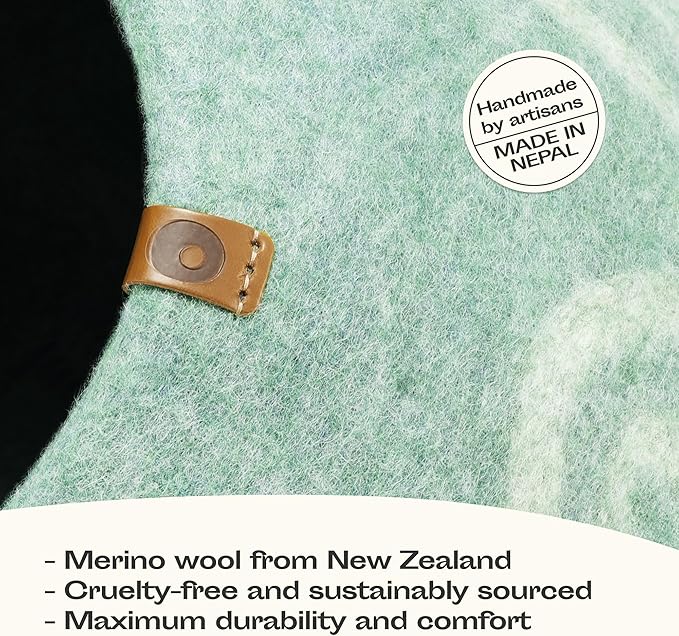 MEOWFIA Cat Cave - Merino Wool Bed for Indoor Cats (Pistachio, Large)