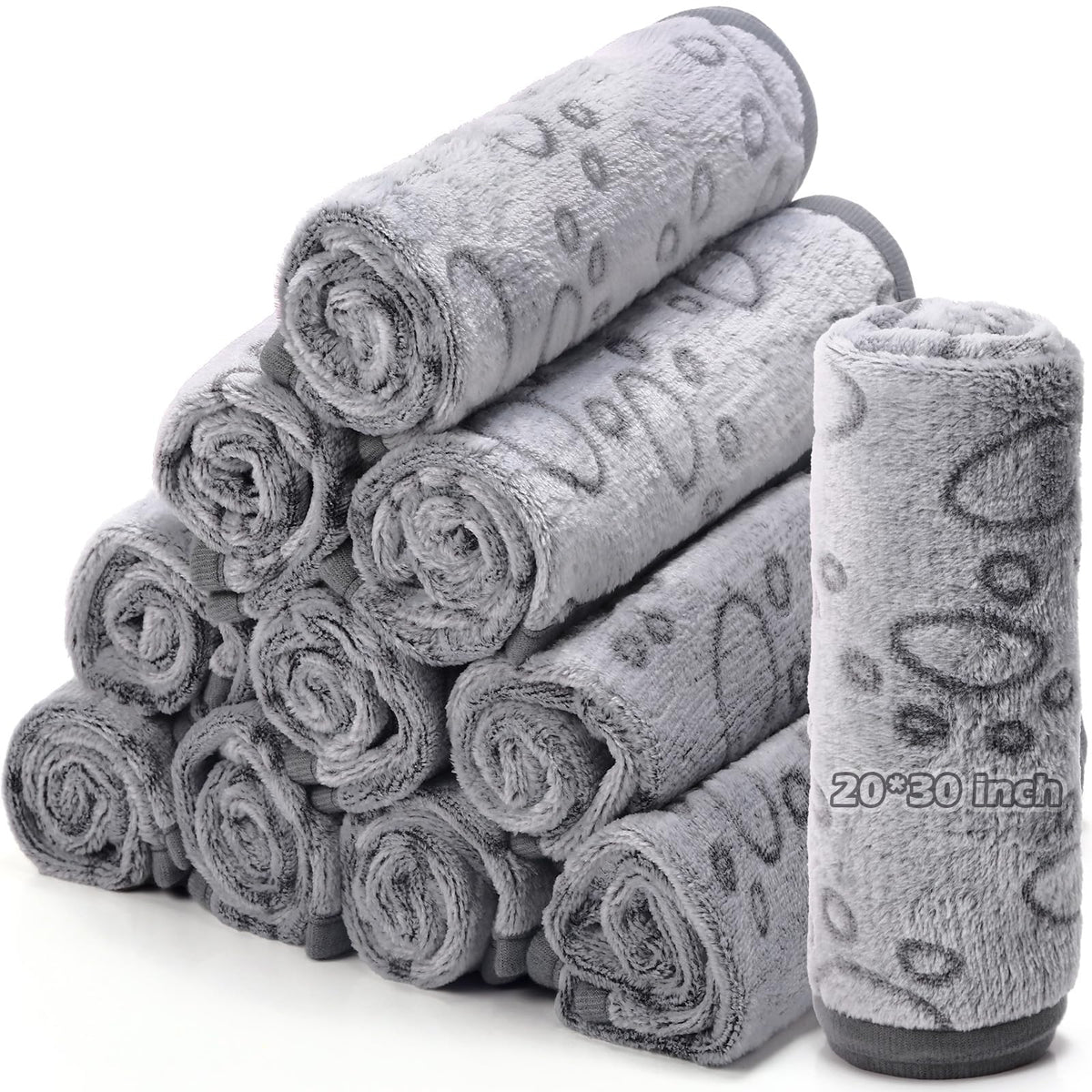 Tegeme 12 Pcs Puppy Blanket for Cat, 41 X 30 Inch Gray