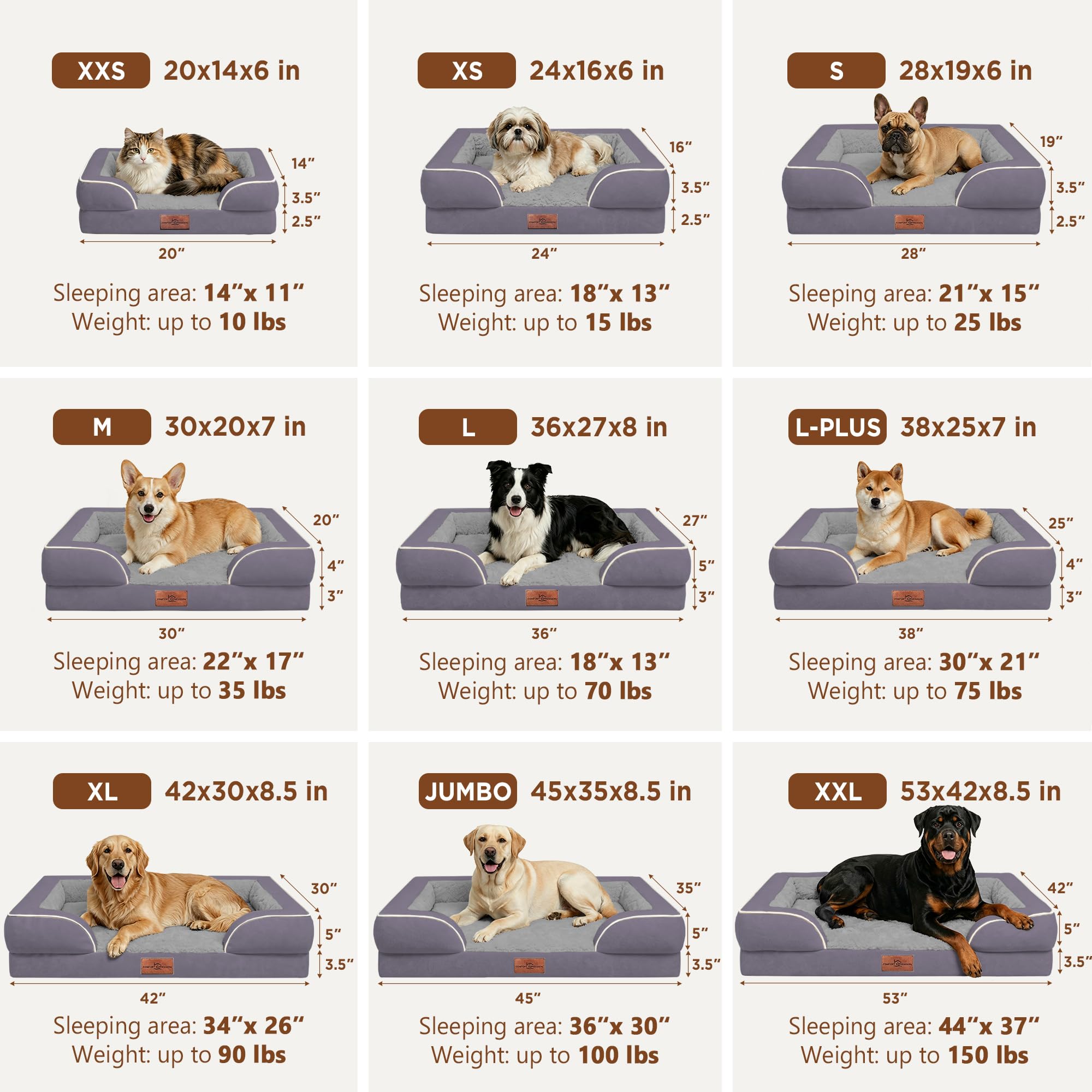 Comfort Expression Waterproof Orthopedic Dog Beds for Extra Large Dog