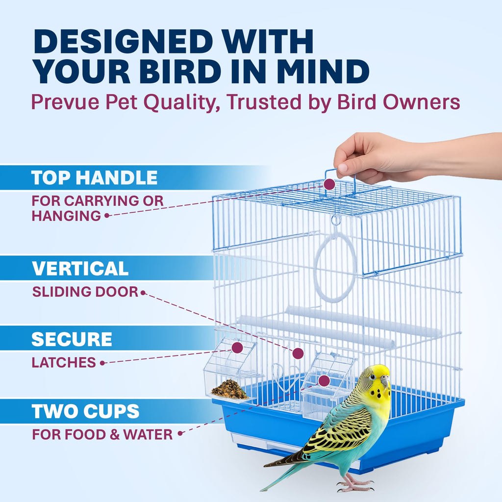Prevue Pet Products Parakeet Square Roof Bird Cage with Handle