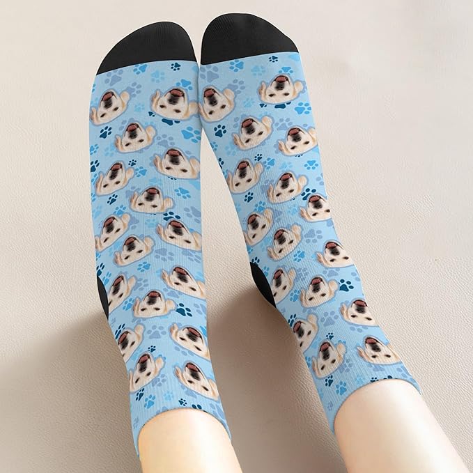D-Story Custom Face Socks, Personalized Photo Picture on Socks, Unisex Athletic Crew Socks for Men Women