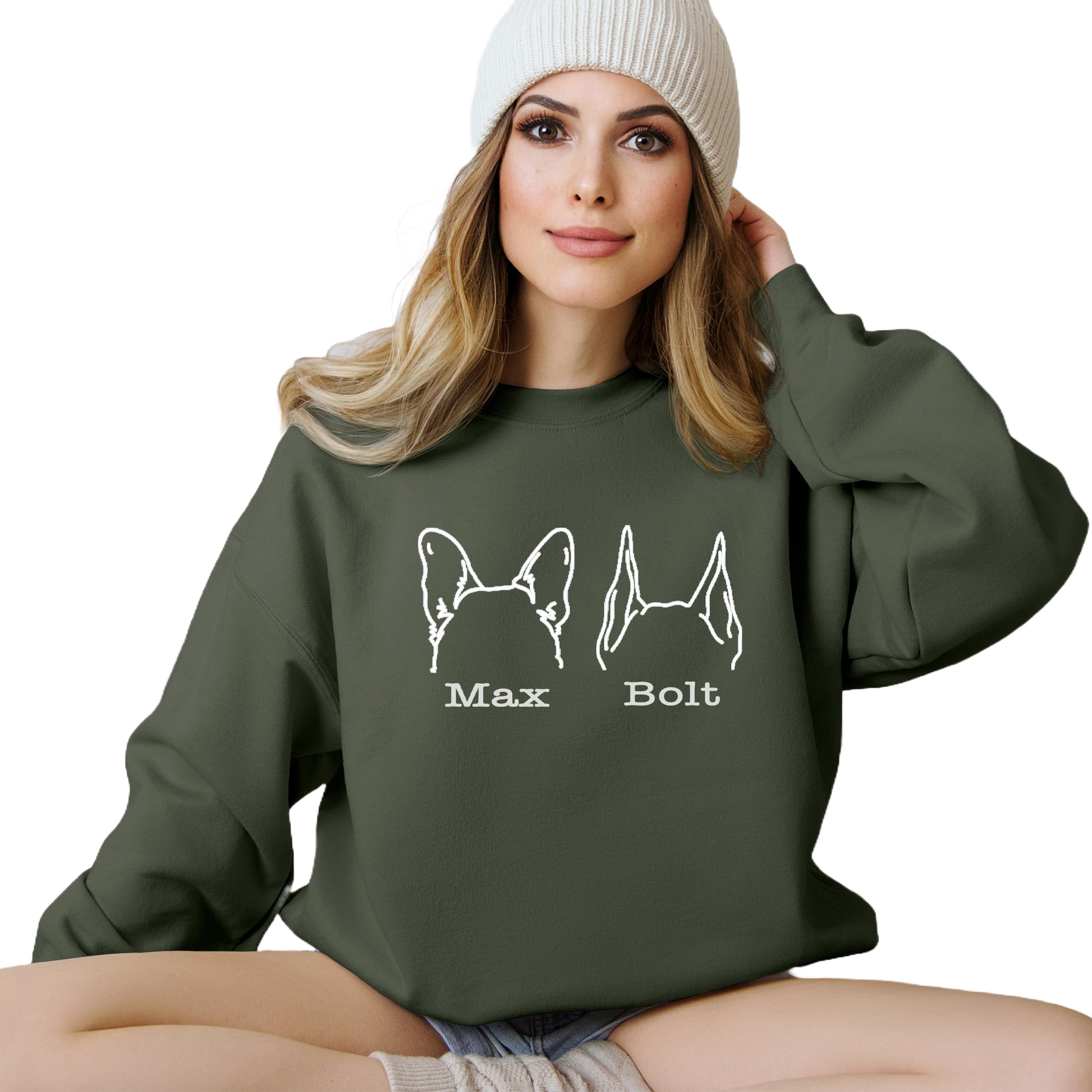 Custom Dog Mom Tank Top with Personalized DogEars & Name, Cute Pet Design Dad Sweatshirt or Hoodie for Women, Unique Pet Lover Gift Shirt, DogOwner Graphic Tee (E)