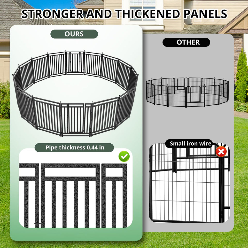 Petorldog Dog Playpen Metal Dog Fence Outdoor for Yard 32" Height 48 Panels Portable Dog Pen Pet Kennel for RV Camping(Black-Silver)