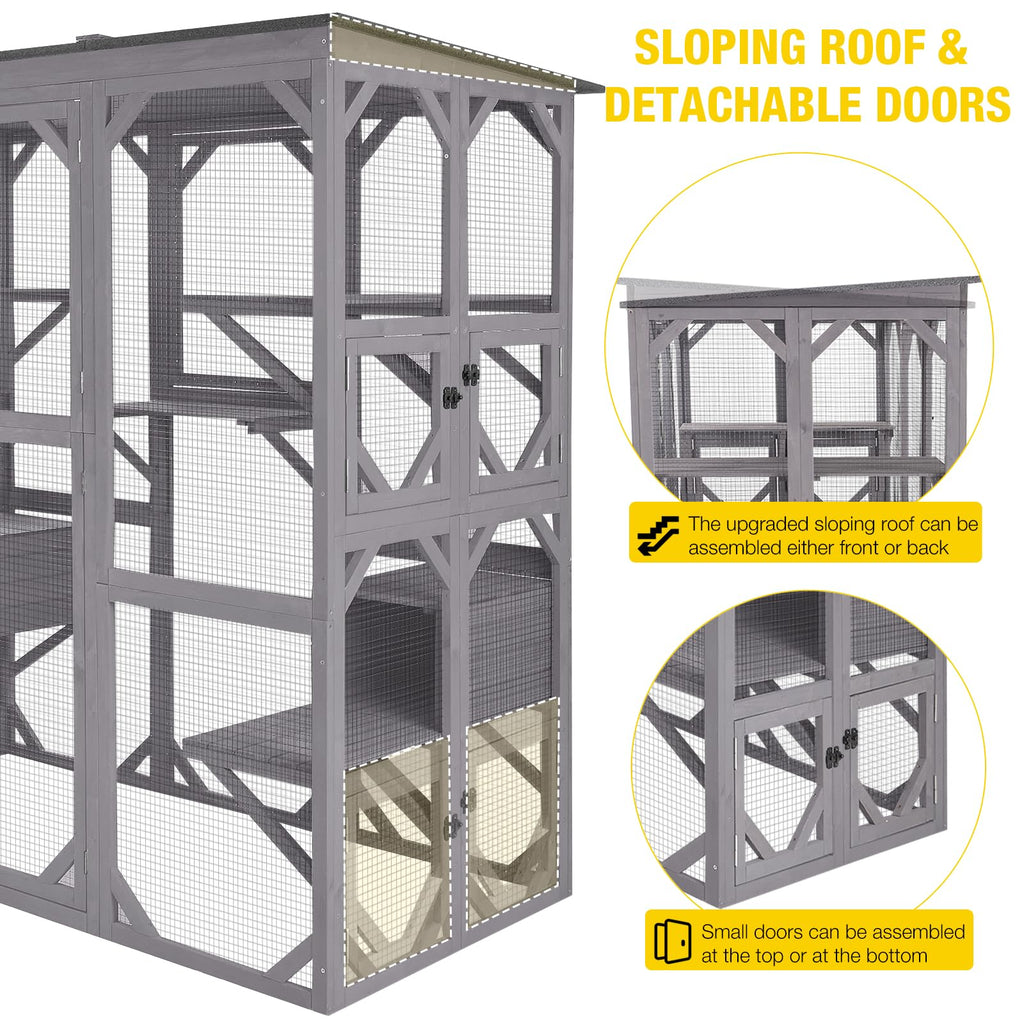 Aivituvin Extra Large Window Catio 5-Level Outdoor Cat Enclosure with Cover