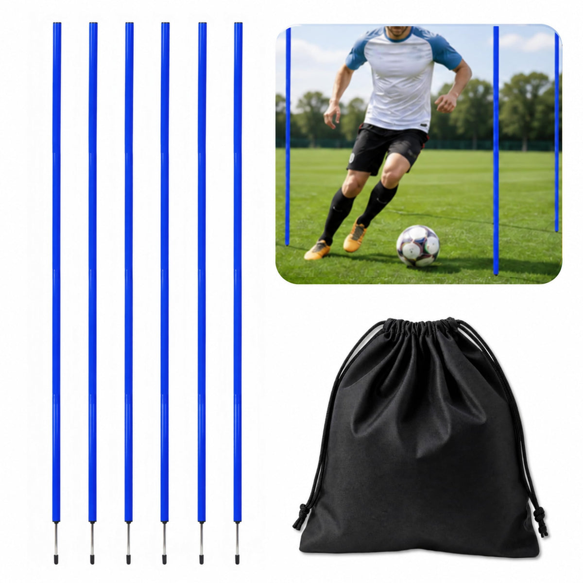 5 FT Adjustable Soccer Agility Poles with Steel Ground Nails Outdoors