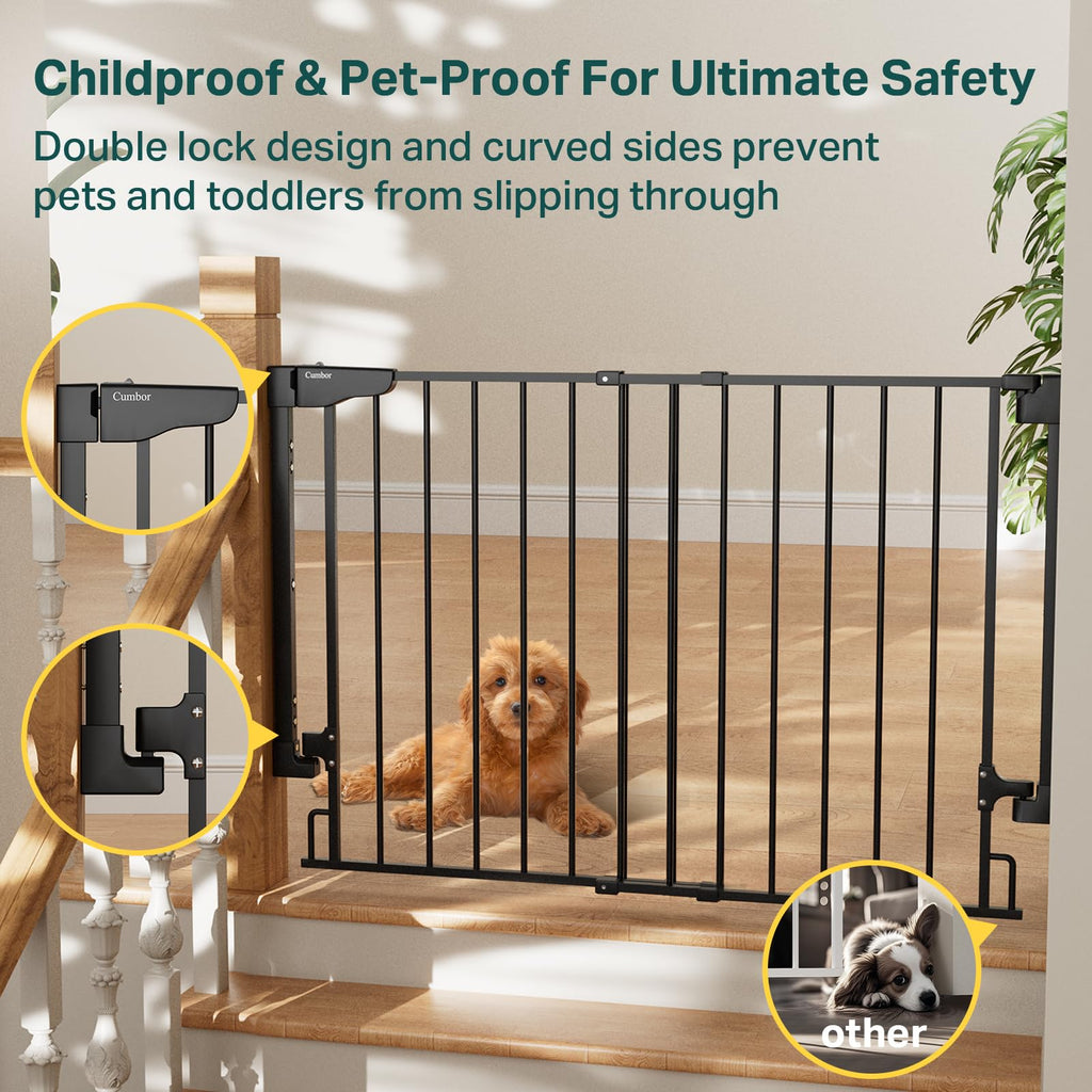 Cumbor 2 Pack 29.2-43" No Bottom Bar Baby & Dog Gate for Stairs & Doorways