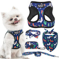 PUPTECK Adjustable Dog Harness Collar and Leash Set, Step in No Pull Pet Harness for Small Medium Dogs Puppy Cats Outdoor Walking, Soft Mesh Padded Reflective Vest Harnesses, Navy Blue Alpaca, XXS