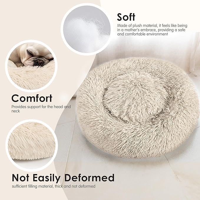 Extra Large Dog Beds, 36 Inch Human Dog Anxiety Relief Comfort Bed, Indestructible & Chew Proof Pet Beds (Light Brown)