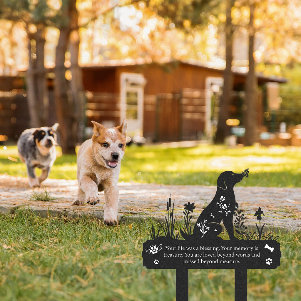Rngmsi Dog Grave Marker 12 X 14.5 Inches Pet Memorial Garden Black Silhouette