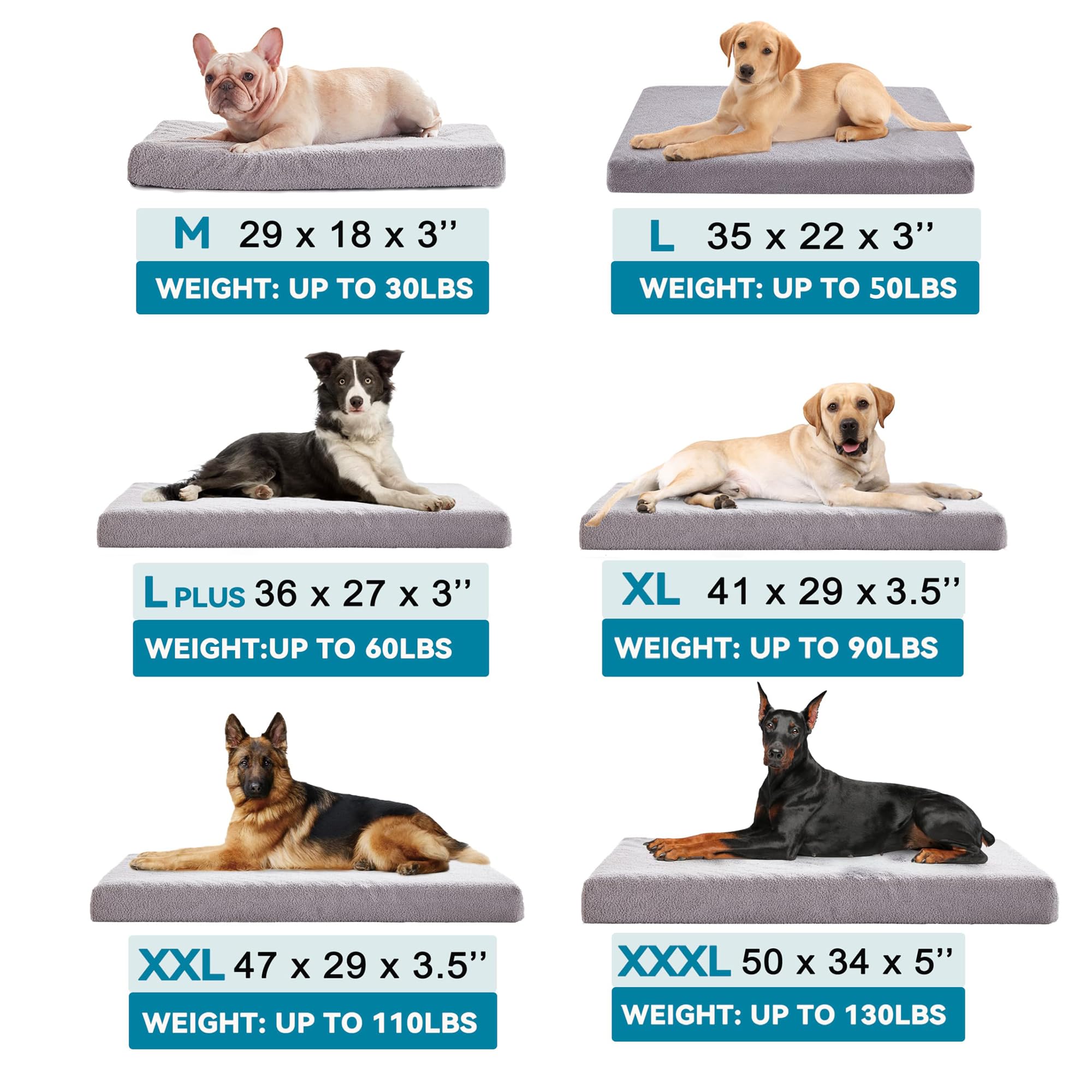 Orthopedic Extra Large Dog Bed for Large Dogs, 41 inches XL Washable with Waterproof Liner and Cooling Gel Memory Foam, Fits up to 90 lbs Pets