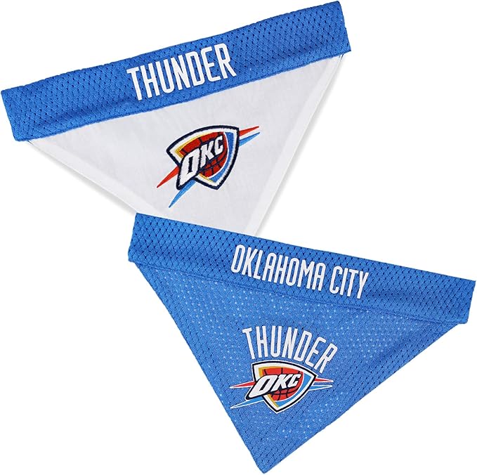 Pets First NBA Dog Bandana - Oklahoma City Thunder Reversible Pet Bandana. 2 Sided Home & Away Sports Bandana with a PREMIUM Embroidery TEAM Logo, Large/X-Large