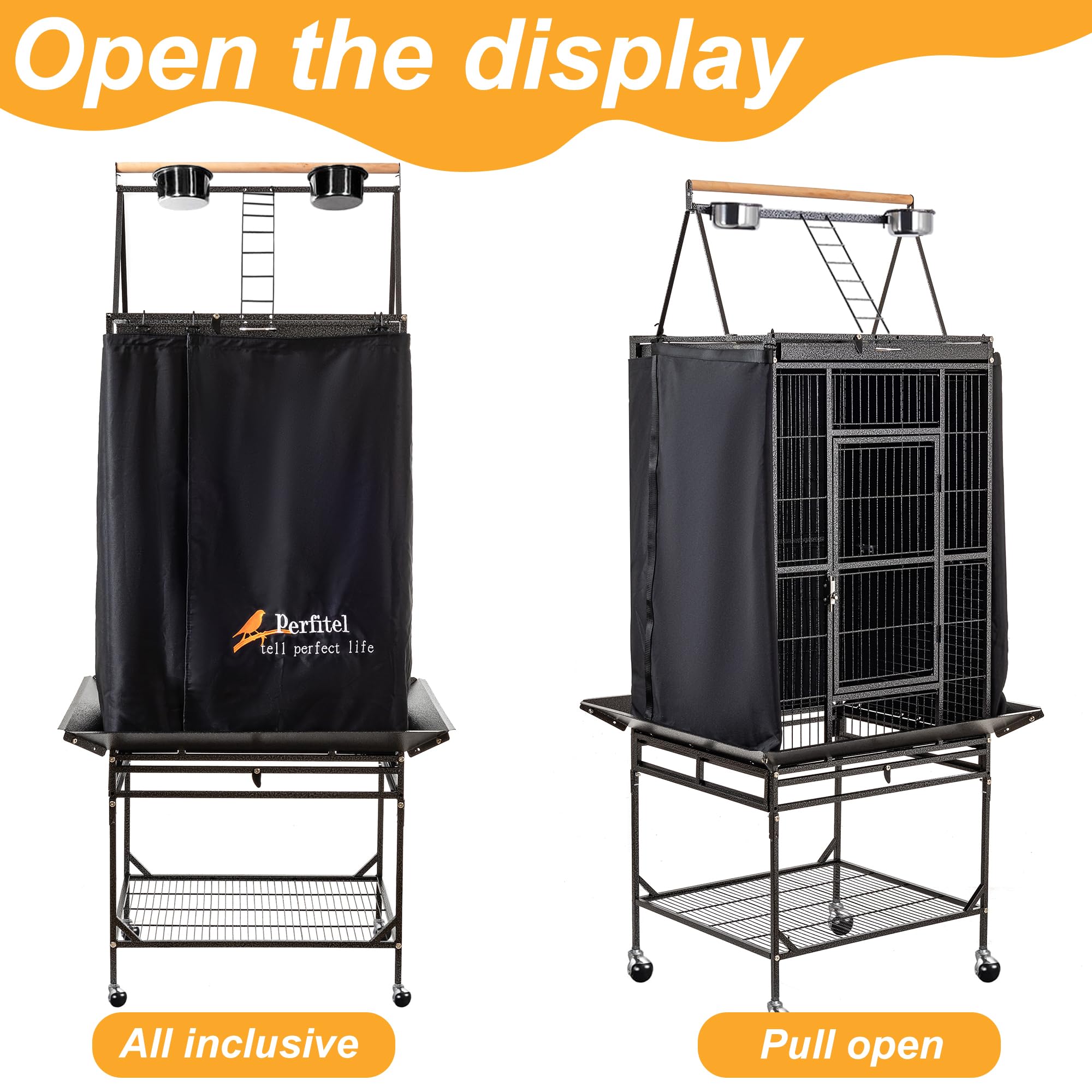 Perfitel Bird Cage Cover Black Good Night Blackout Birdcage Cover (68 inch)