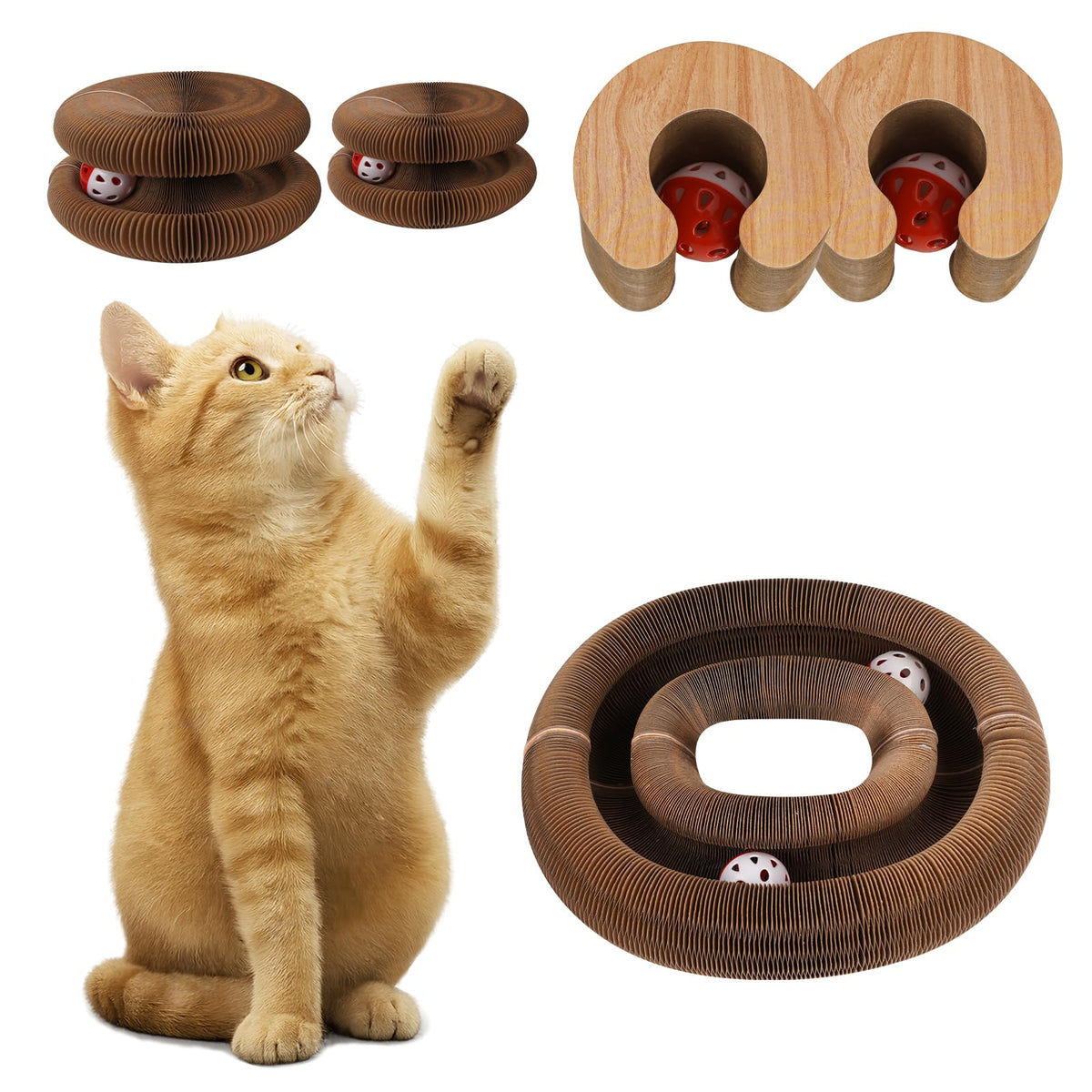 2Pcs Kitty Kurlz Cat Toy Magic Organ Cat Scratch, Kitten Cats Accordion Toy