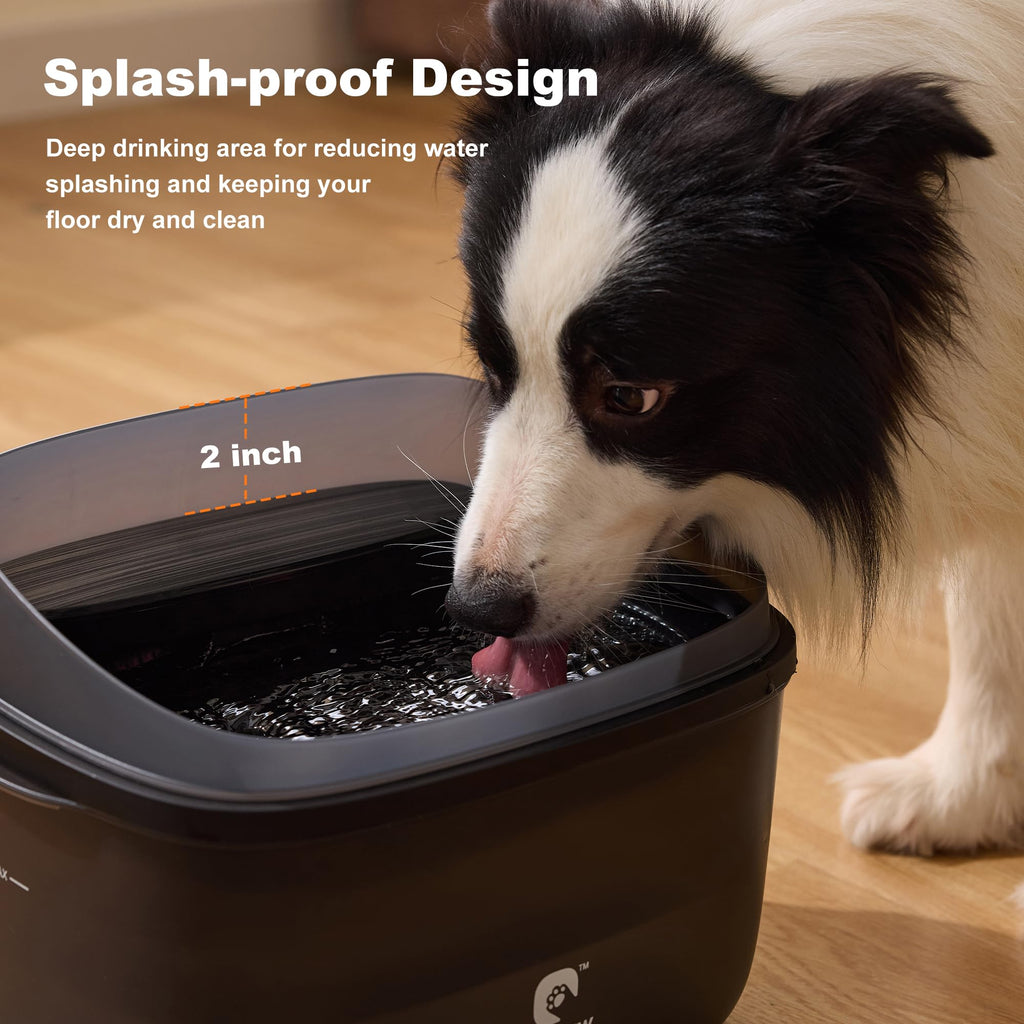 HOLAPAW Dog Water Fountain for Large Dogs, 2.1Gal/8L Dog Water Bowl Dispenser, No Spill Automatic Pet Water Fountain for Dogs Cats Multiple Pets with Ultra Quiet Pump, 3 Filter Replacement, Black