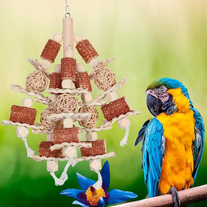 kencunay Bird Toys,Natural Corn Stick Parrot Toys Hanging in Bird Cages