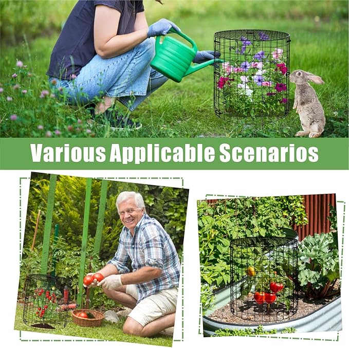 5 Packs Garden Plant Protectors from Animals,Metal Plant Cage,11.8"x 12.6"