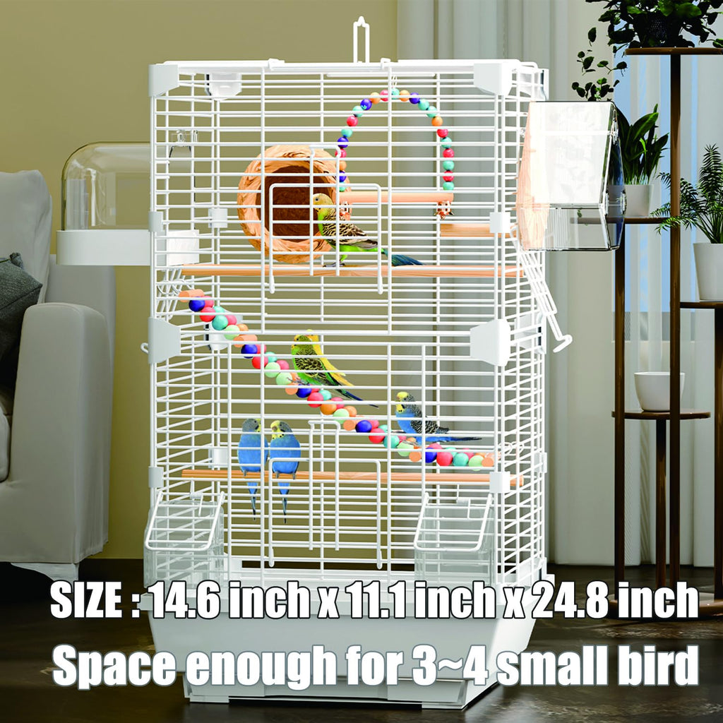 Craftsboys Basic Bird Cage, 24.8inch Parrot Cage (24.8" x 14.6" x 11"),Bird Cage with Ladder, Horizontal Bar, 2 Feeders, and Swing