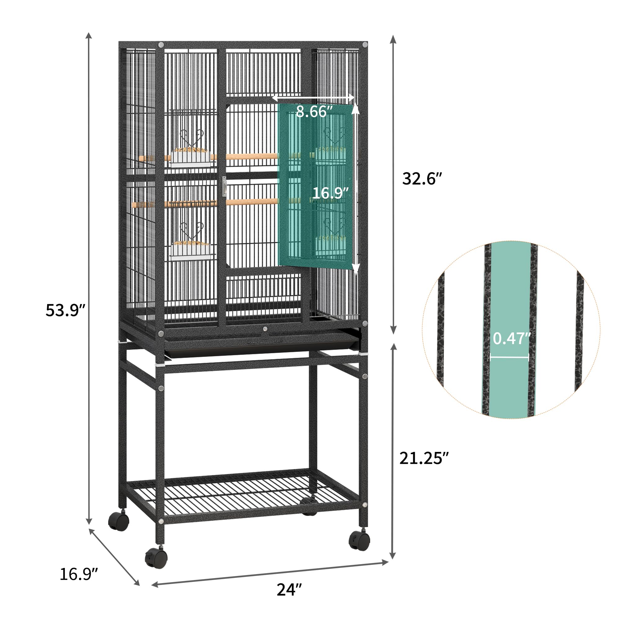 YITAHOME 53 inches Bird Cages for Parakeets, Parrot, Cockatiel, Pigeon