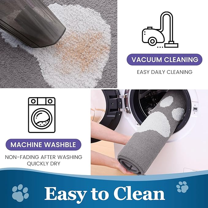 Buganda Dog Door Mat for Muddy Paws, Absorbent Dirt Trapper Washable Indoor Doormats, Non Slip Low-Profile Mud Mat for Dogs, Front Entrance Doormat for Inside Floor (40x32 Inches, Light Grey)