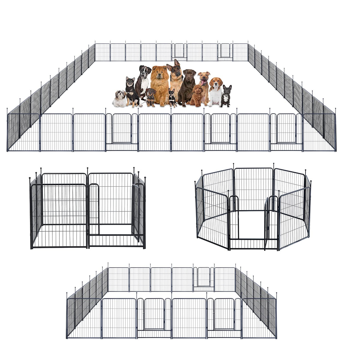 Dog Playpen,Portable Outdoor Dog Fence, Dog Playpen for Large/Medium/Small Dogs, Dog Fences for The Yard,with Doors Foldable Metal (32 inch, 40 Panels)