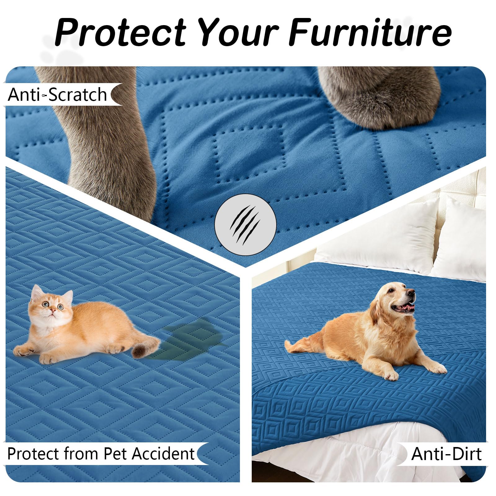 hyha Waterproof Reversible Dog Blanket, Pet Blanket for Sofa Couch