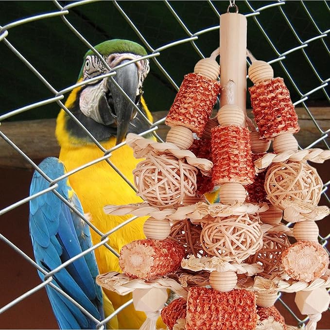 kencunay Bird Toys,Natural Corn Stick Parrot Toys Hanging in Bird Cages