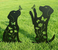 Doesen Metal Dog Garden Decor for Outside (2 Pack), 17" Puppy Decorative Garden Stakes, Black Dog Silhouette Outdoor Dog Decor, Dog Yard Art, Weather Resistant Steel Dog Yard Decor for Dog Lovers