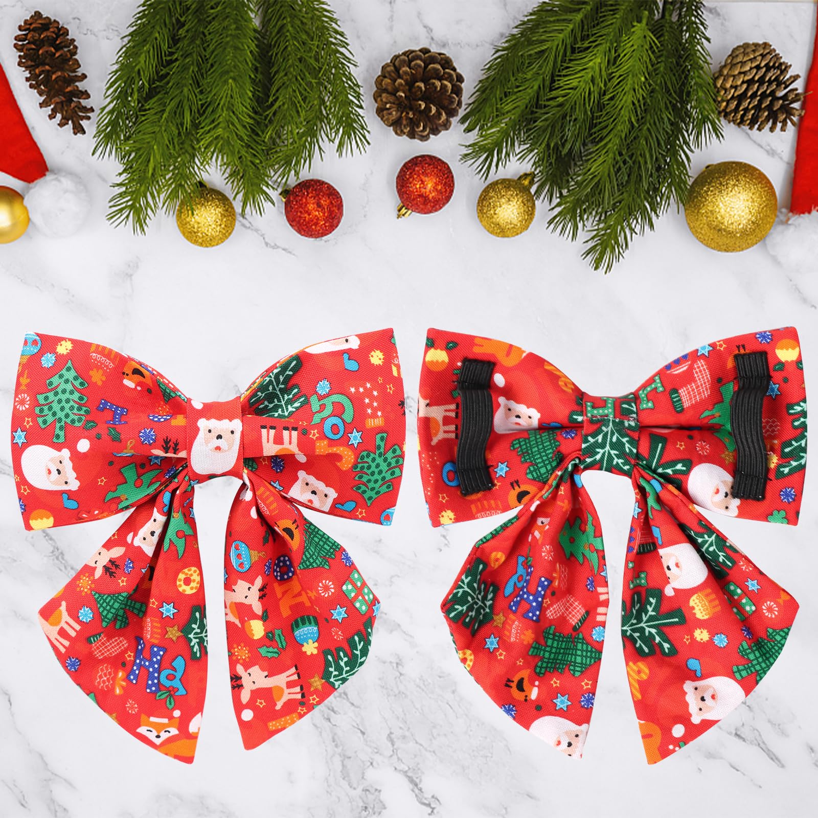 UP URARA PUP Christmas Dog Collar with Bow Tie, Christmas Collar for Puppy Girl Boy Dog or Cat, Bowtie Dogs Collars with Durable Metal Buckle, Cute Pet Collars, M
