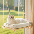 Anywish Cat Window Perch Hammock with Solid Wood Seat & Plush Cushion