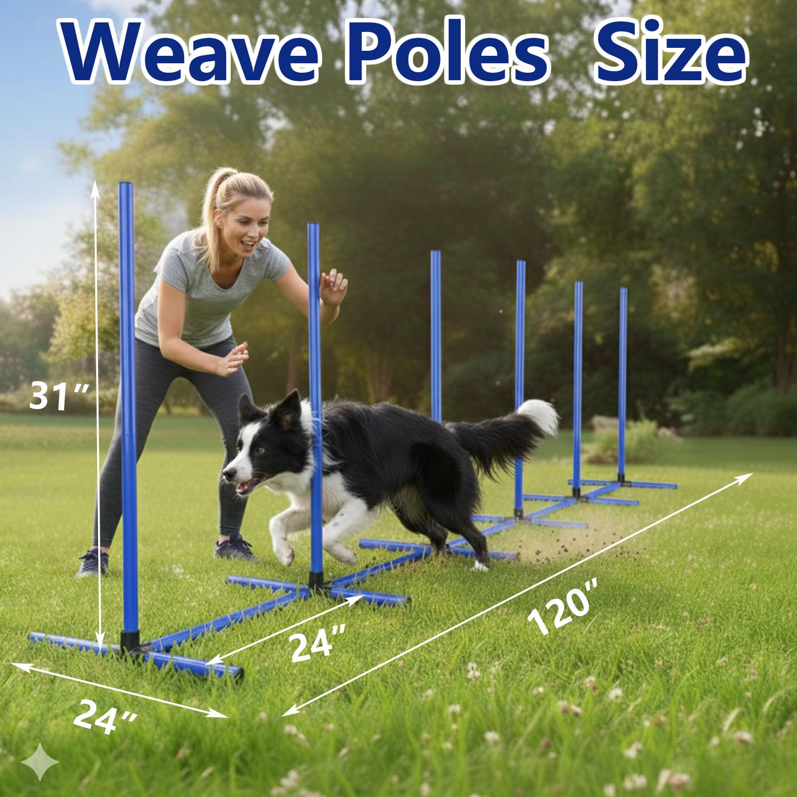 MAICOBI 6 Weave Poles or 2 Hurdle Dog Agility Set, Indoor & Outdoor
