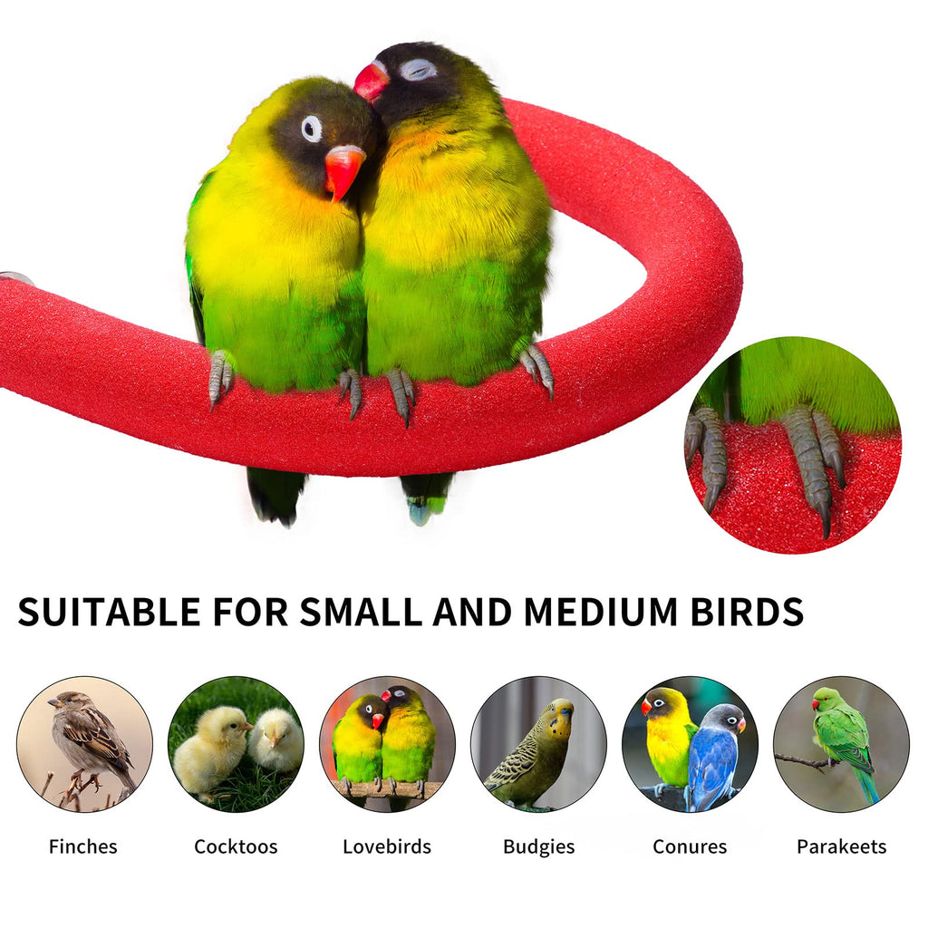 FrgKbTm U Shape Parrot Perch Stand Toy Bird Platform Sand Paw Grinding Clean Stick Exercise Conure Budgie Cockatiel Cage Accessories (Red)