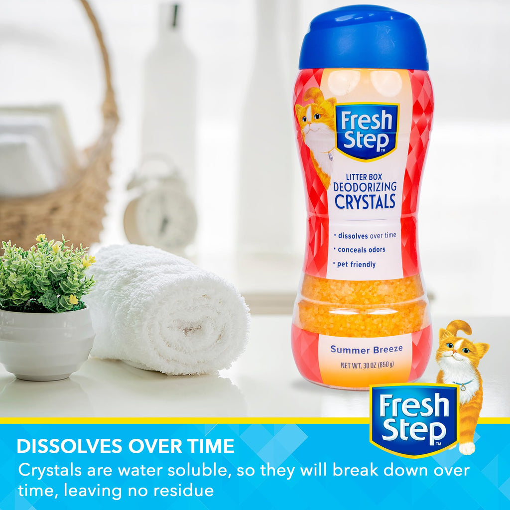 Fresh Step Cat Litter Crystals Deodorizer, Summer Breeze Scent, 30 Oz