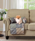 Brilliant Sunshine Latte Grey Paris and Toile Floral Patchwork Pet Sofa Bed, Quilted, Slip Resistant, Washable Couch Protector with Bolster Cushions, Furniture Cover for Dogs, Cats, Small, Latte Grey