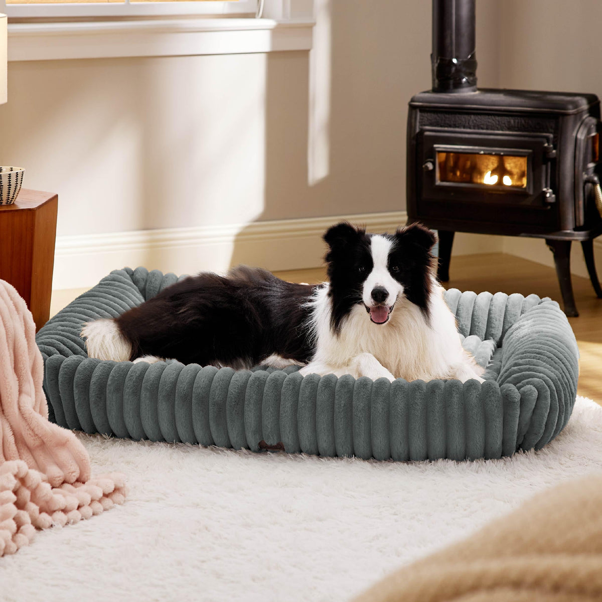 Bedsure ComfyFleece® Cute Dog Beds Large Sized Dog Washable，36in Cream