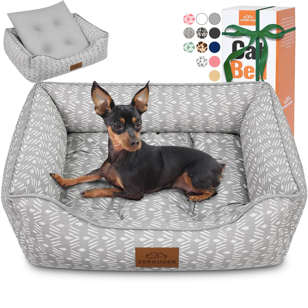 Zerbuger 25in Pink Pattern Rectangle Cat Dog Bed Machine Washable Sofa