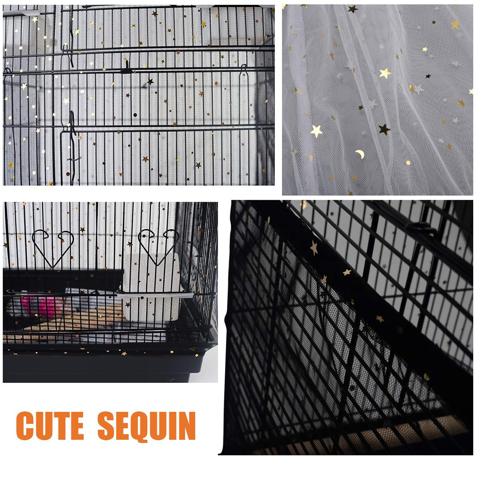 QBLEEV Extra Large 29.5" Mesh Bird Seed Catcher, Bird Cage Guard Cover with No Mess, Birdcage Nylon Shell Skirt Traps Guards to Protect Floors, Stretchy Cage Covers with Secure Fit