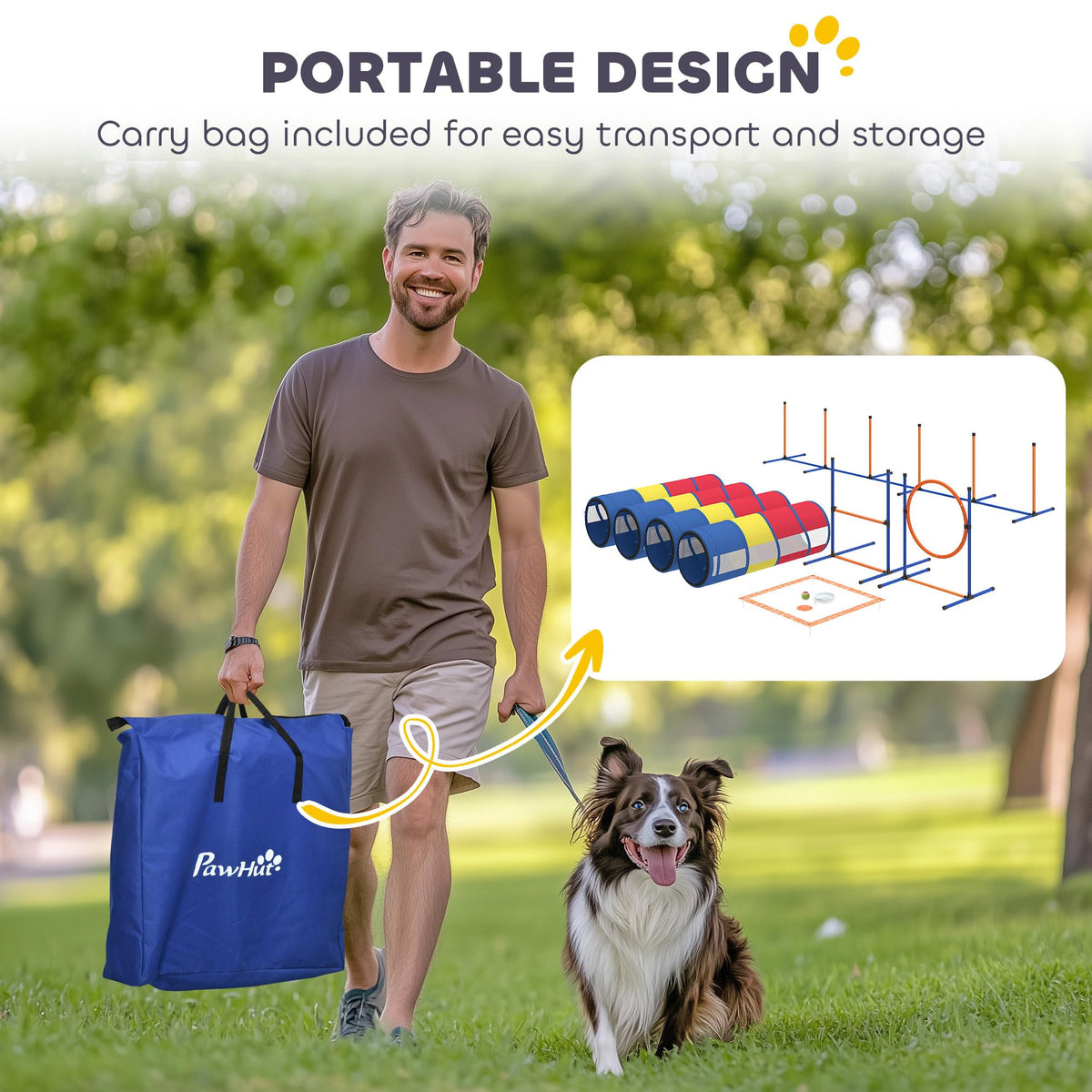 PawHut Dog Agility Training Equipment 12-Piece Adjustable Hurdle & Ring