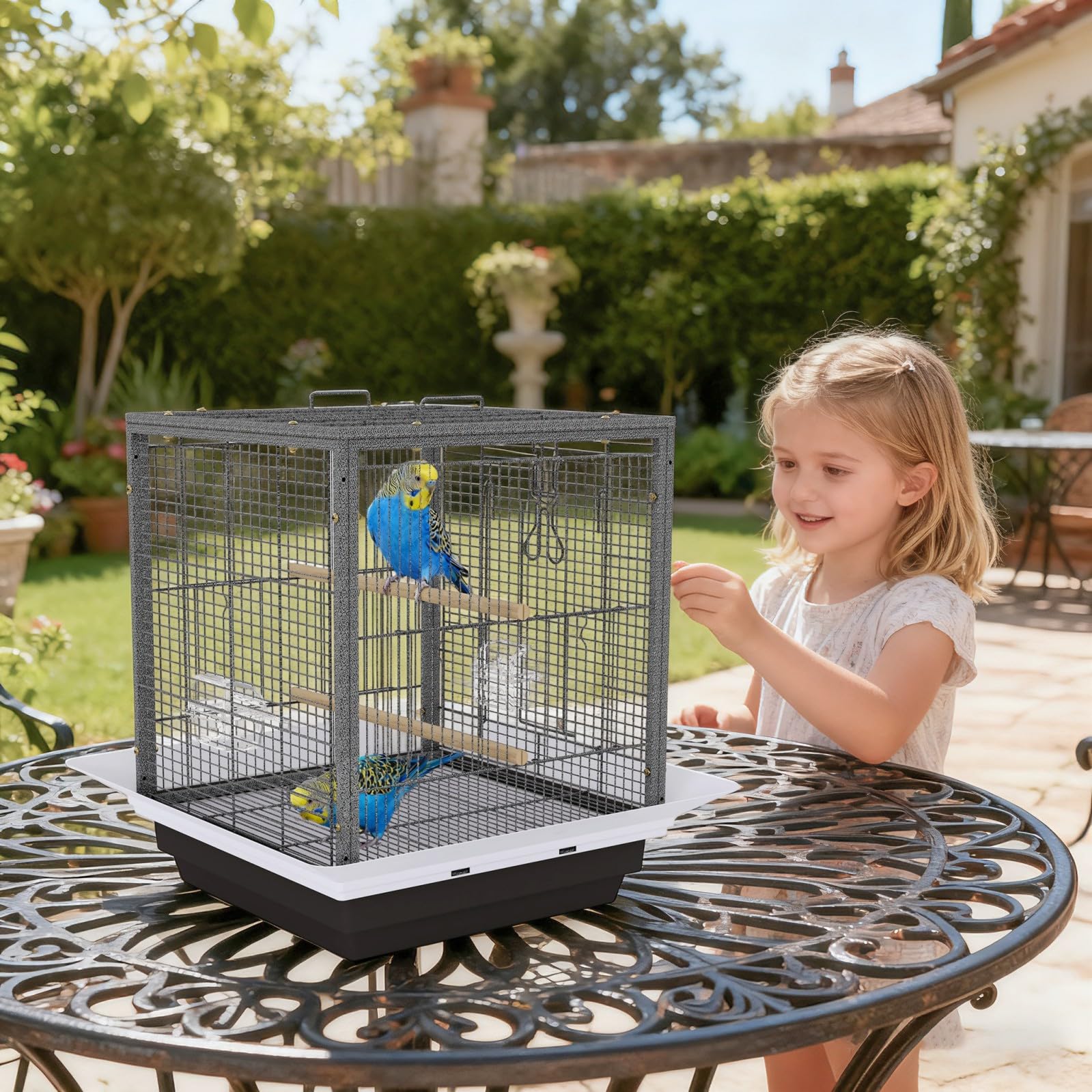 Garvee Small Bird Cage with Playground Stand, 20 Inch High Travel Bird Cage for Parrot, Parrot Carrier for Parakeet, Cockatiels, Budgies Medium Small Sized Birds