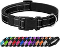 PenSeepet Reflective Dog Collar Padded with Soft Neoprene Breathable Quick Release Basic Dog Collars for Large Dogs Black Boy Girl