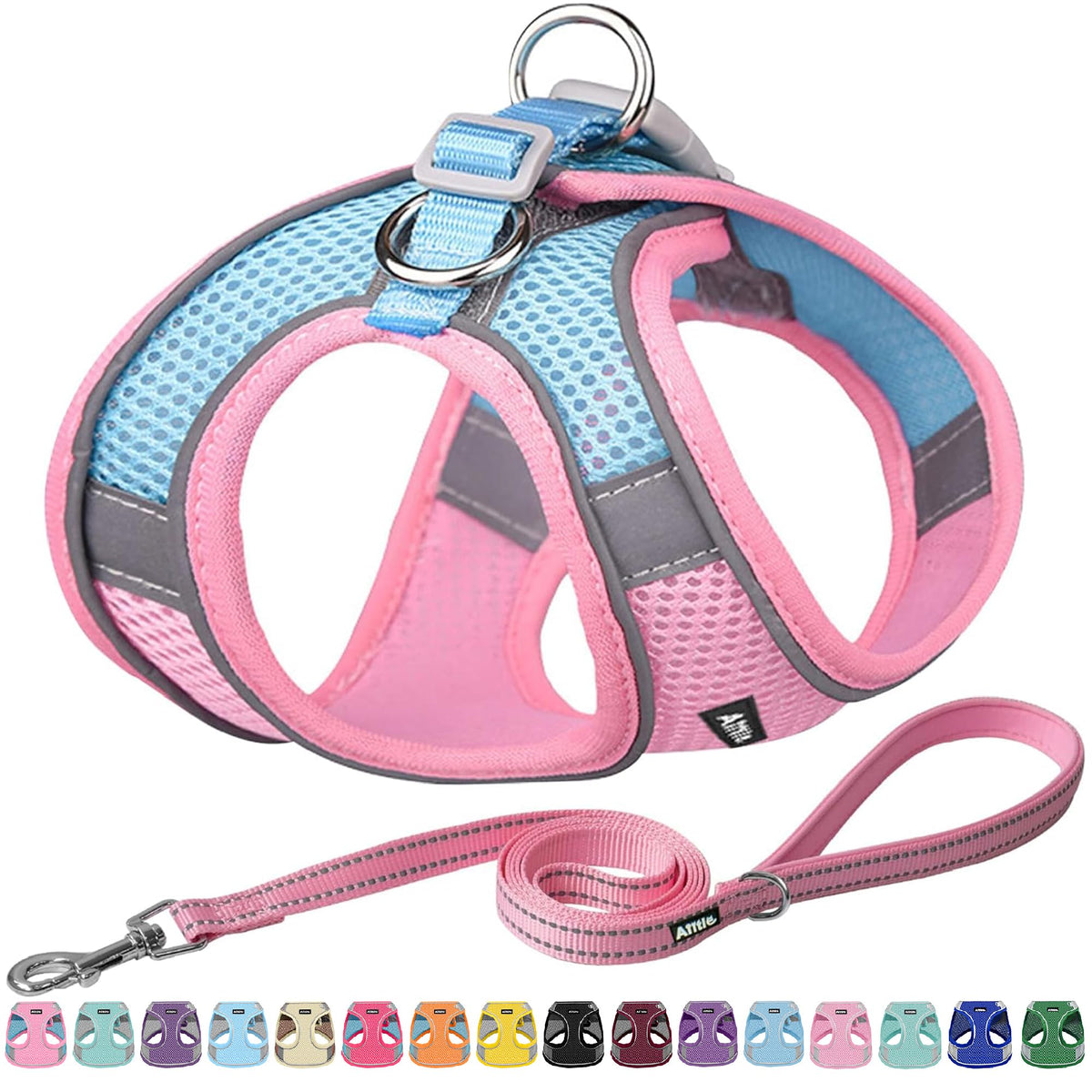 AIITLE Medium Dog Harness and Leash Set, Step-in Puppy Pet Vest, Orange XL