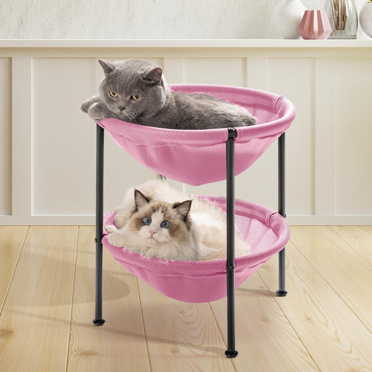 JUNSPOW Cat Bed Large Free-Standing Detachable Pet Hammock Cat Sleep, Grey