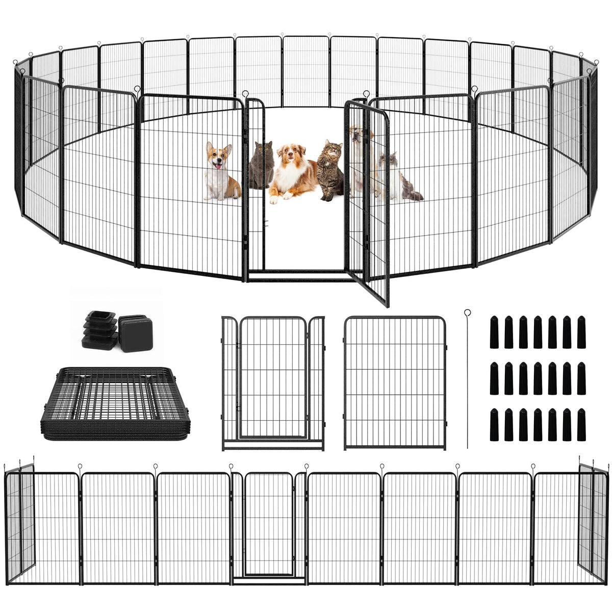Kfvigoho Dog Playpen Outdoor Extra Wide 16 Panels Heavy Duty Dog Fence 50"