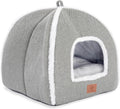 Cat Beds for Indoor -Cat Cave House Tent for Kittens and Laege Pets with Removable Washable Cushioned, Foldable Kitten Hideaway with Non-Slip Bottom, Grey, 17.5 inches