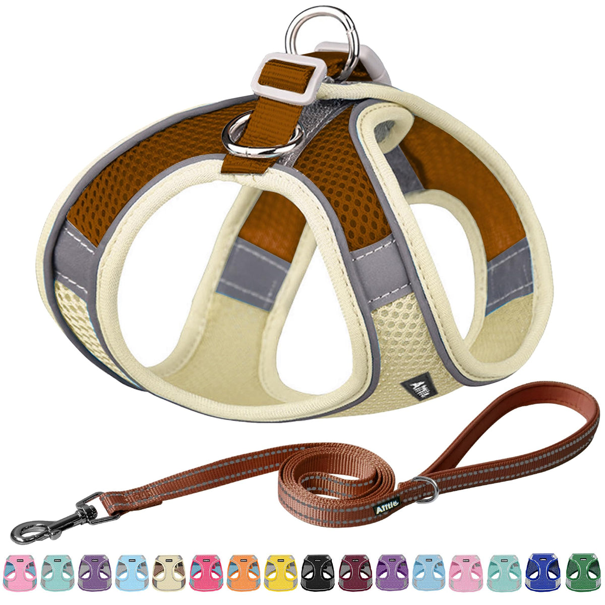 AIITLE Small Dog Harness and Leash Set, Step-in Puppy Pet Vest, Orange XXS