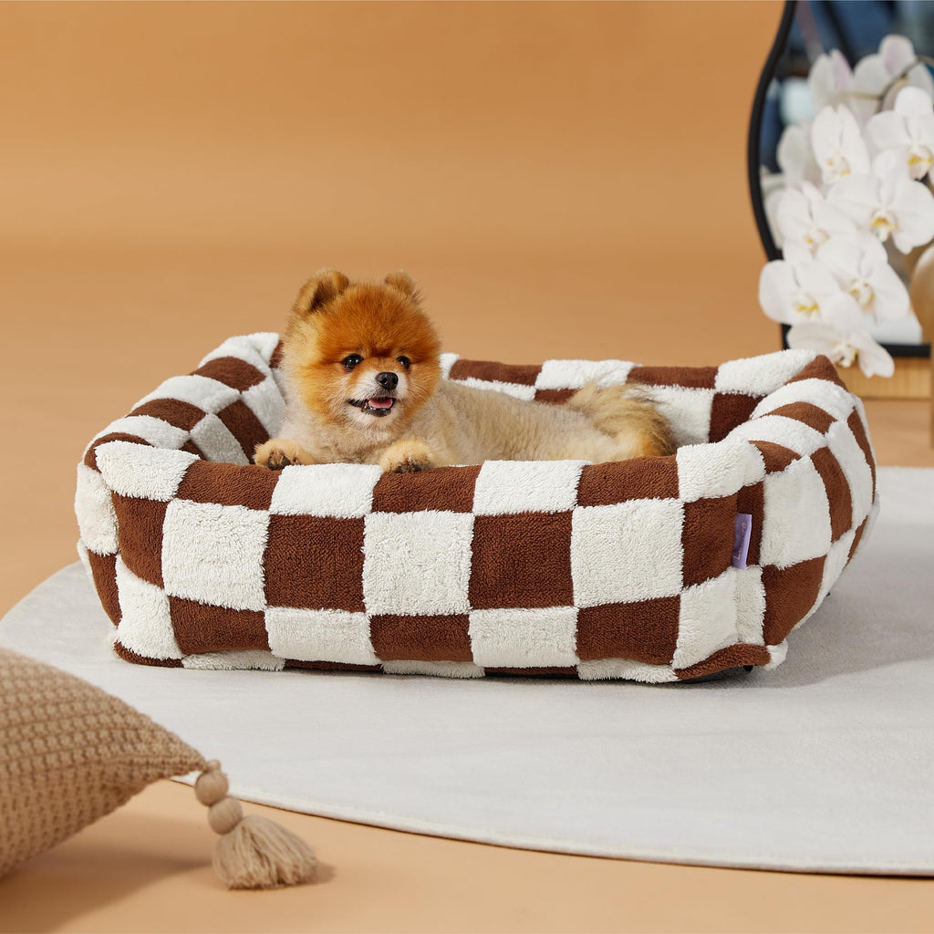 LE SURE Cute Dog Bed for Small Dogs Jacquard Washable Puppy Beds,25x21x7in