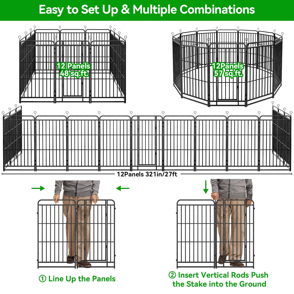 Kfvigoho Heavy Duty Dog Playpen 12 Steel Panels 47" Height