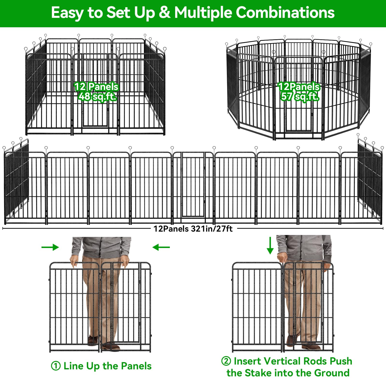 Kfvigoho Heavy Duty Dog Playpen 12 Steel Panels 47" Height