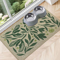 SHIYUE Dog Food Mats for Floors, Absorbent Cat Bowl for Food and Water, Non-Slip Accessories Pet Supplies(17"x30",Green Flower Bird)