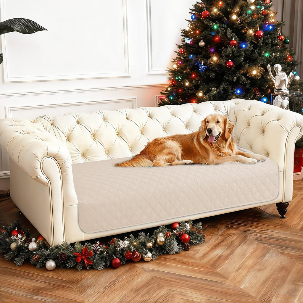 CYCMACO Waterproof Dog Blanket, Non-Slip Soft Pet Bed Cover, Couch Cover for Dogs Washable, Protects Sofa, Furniture, Crate, Car, Tear Resistant Leakproof Pet Blanket (30x53 Inch, Beige)