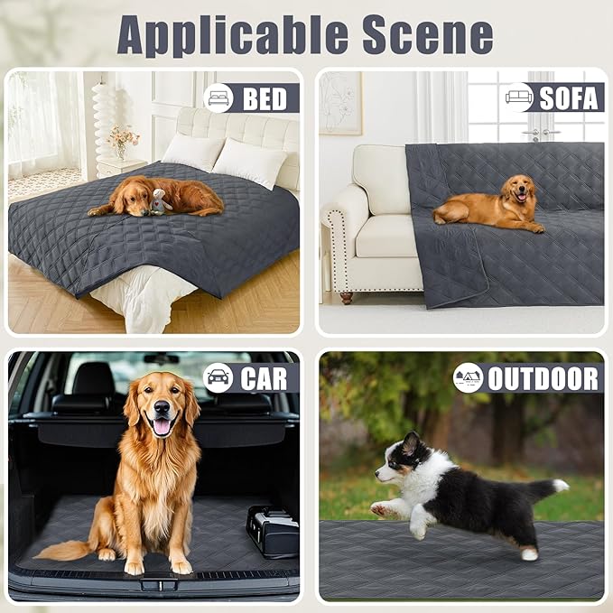 Smiry Waterproof Dog Bed Cover Blanket 68x82, Soft Reversible Pet Blanket, Washable Leakproof Cats Dogs Couch Cover for Sofa, Couch, Furniture, Dark Grey/Dark Grey